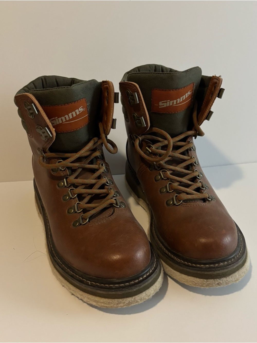 Simms Brown Leather Lace-Up Outdoor Boots